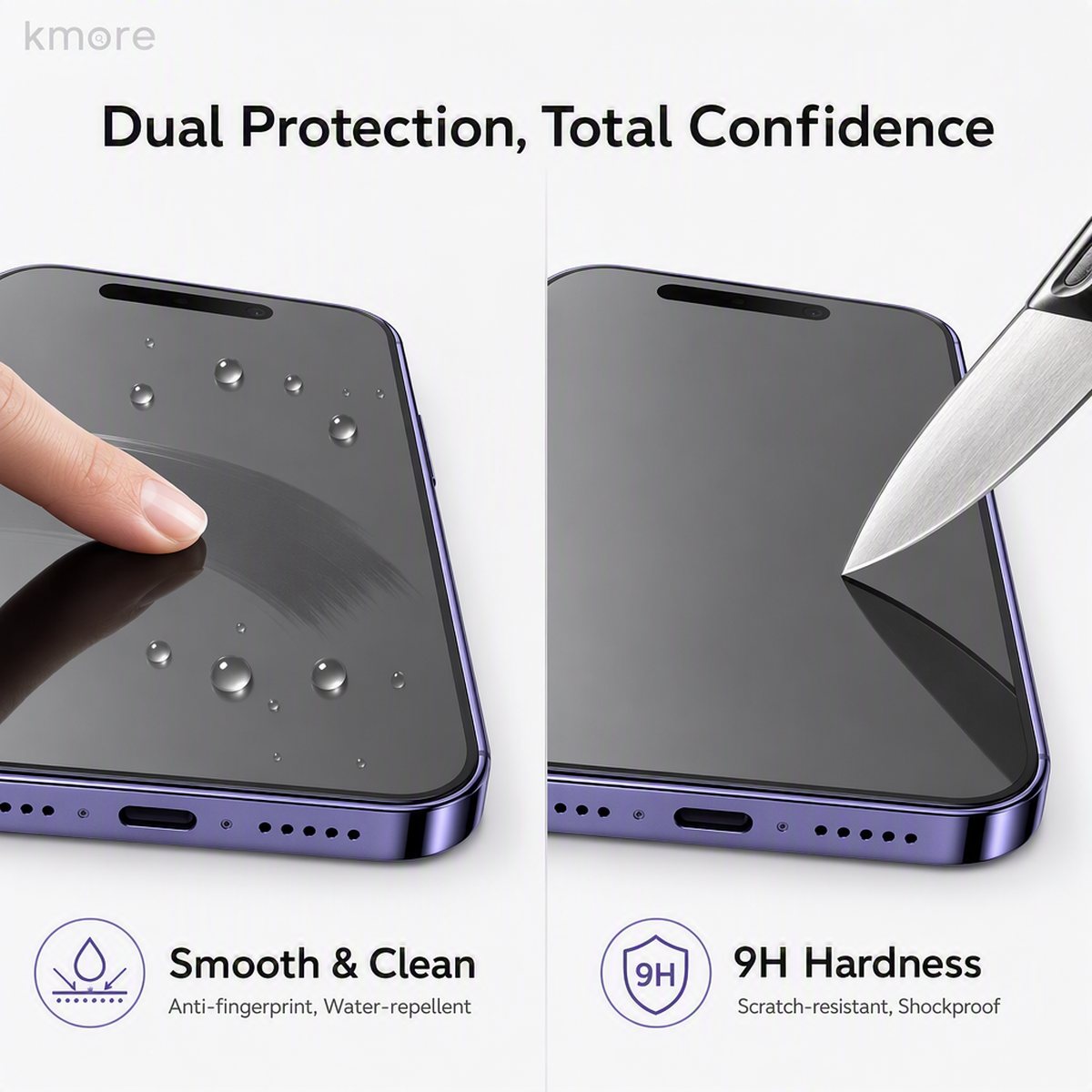 Oleophobic coating and 9H hardness kmore privacy film oleophobic coating and 9H hardness