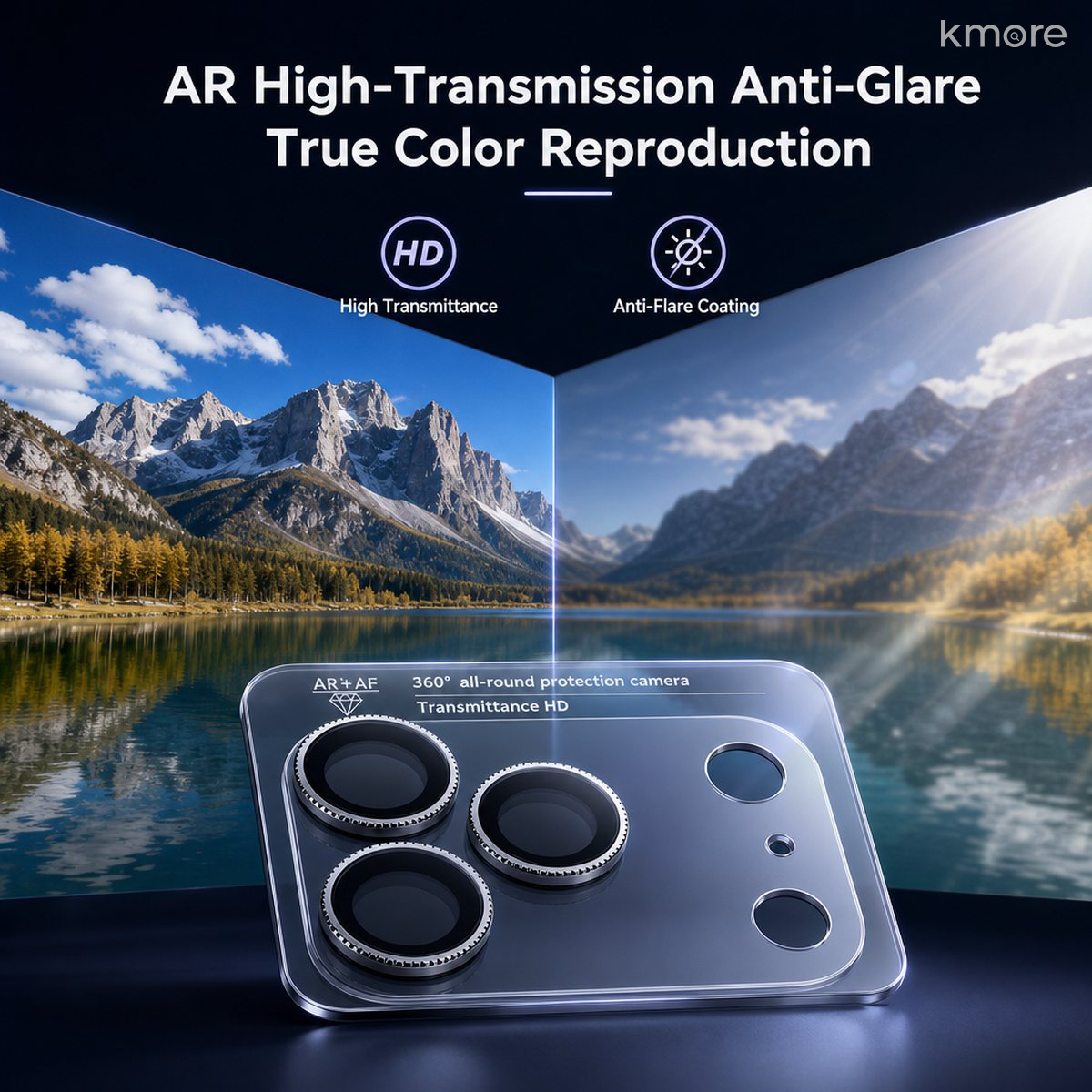 kmore camera lens protector AR coating reduces glare and ghosting