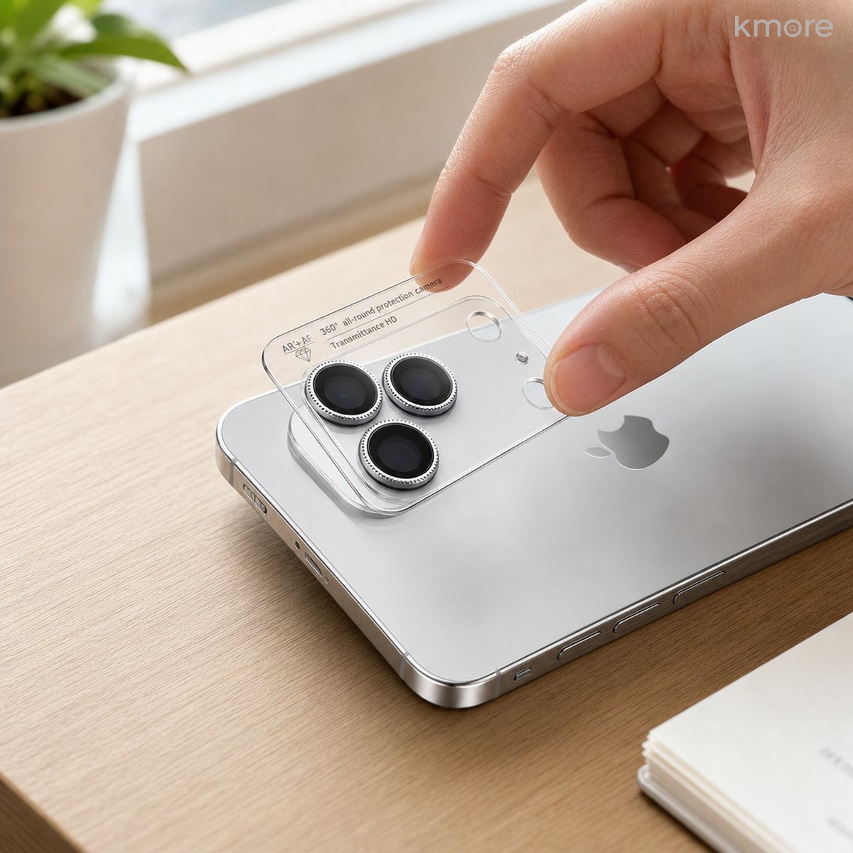 kmore camera lens protector installation close up