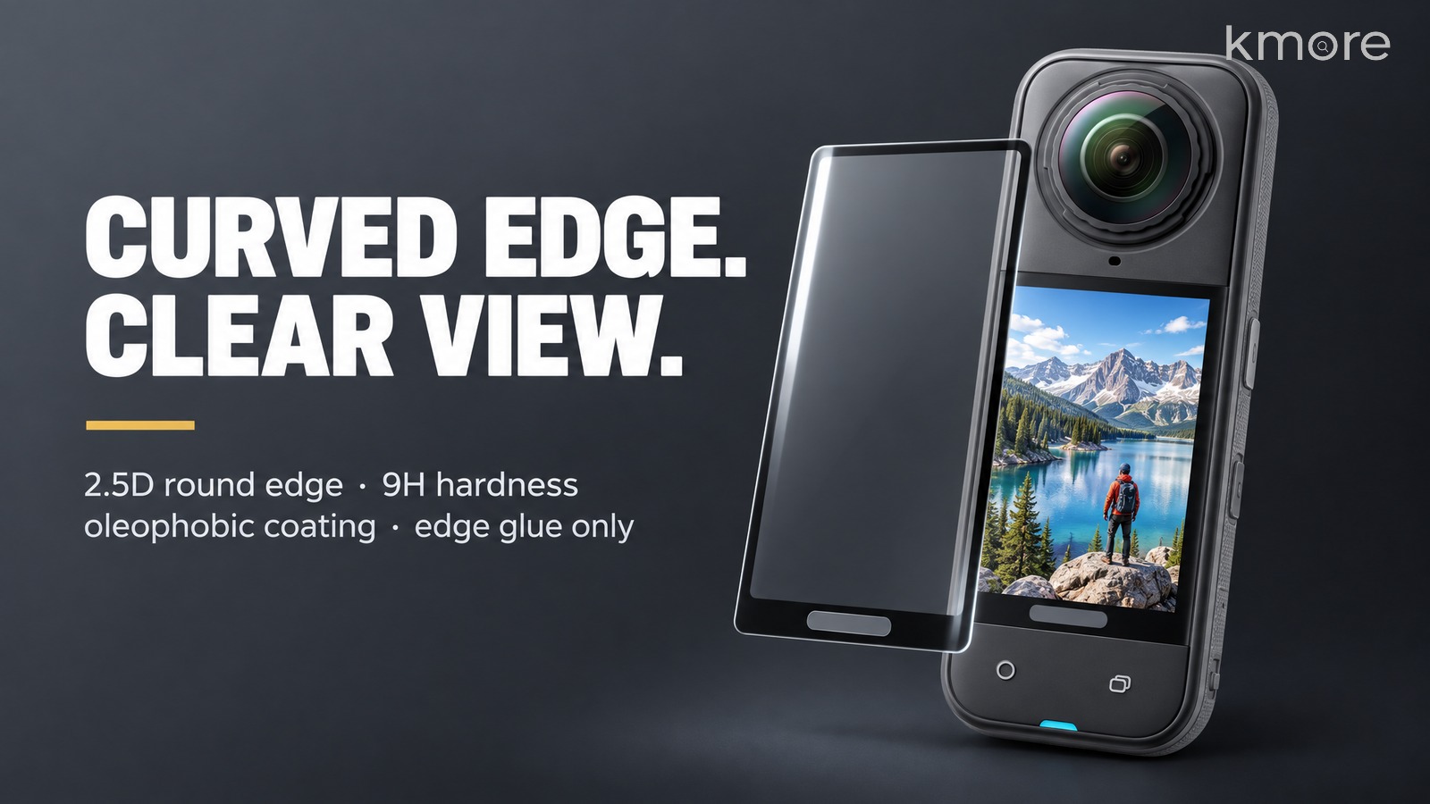 curved edge clear view banner for Insta360 X5 curved edge tempered glass screen film