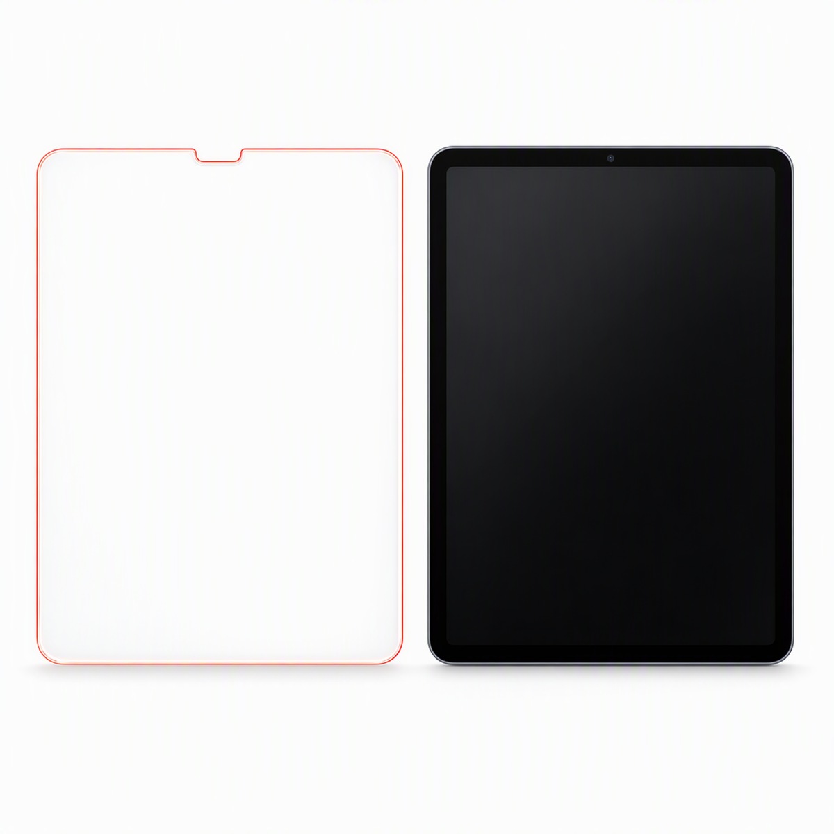 iPad tablet and red light eye care film on white