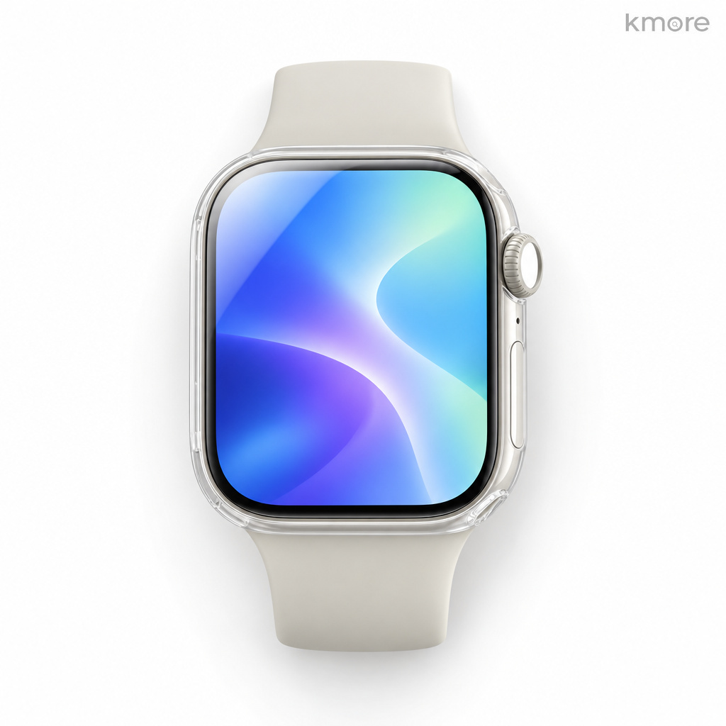 kmore clear Apple Watch case with the HD screen version installed