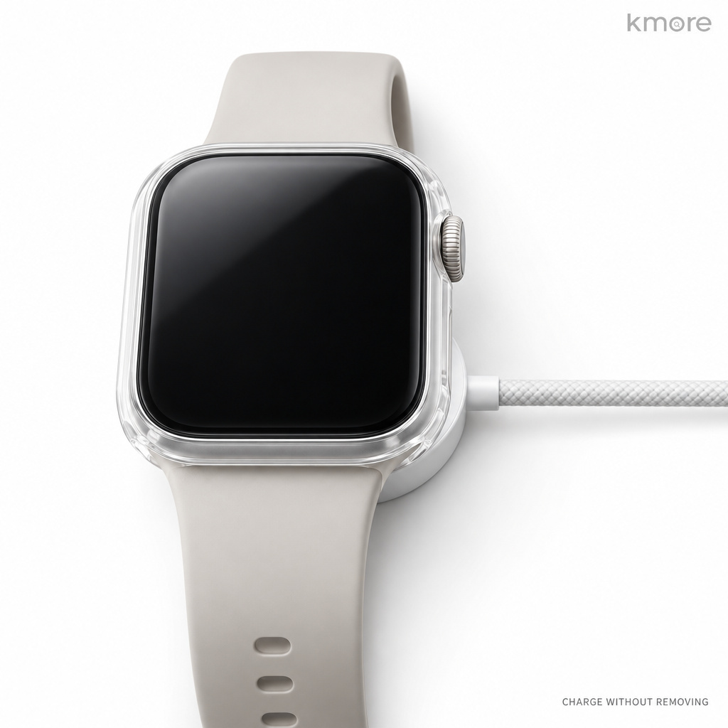 kmore clear Apple Watch case — magnetic charging without removing the case