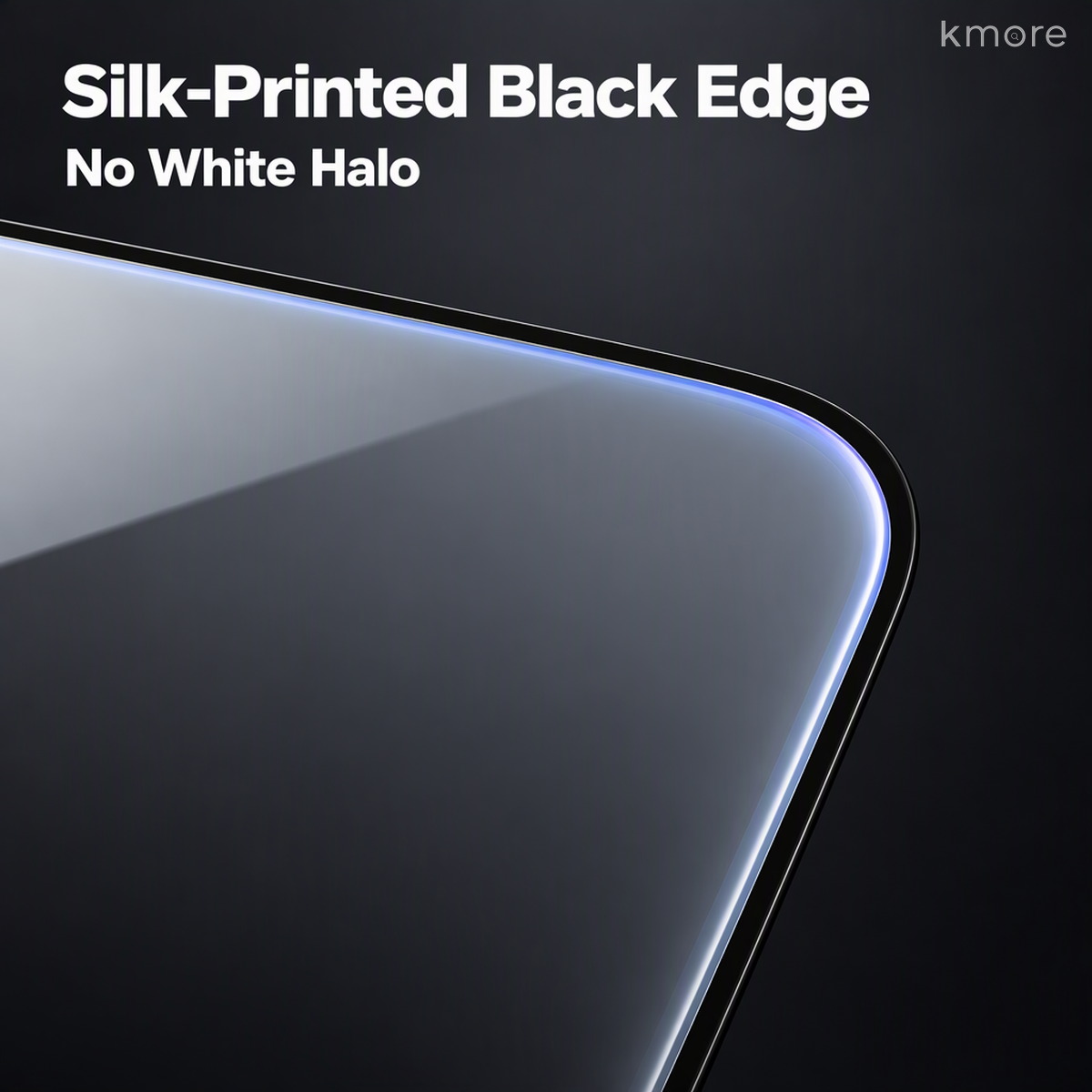 Silk printed black edge without white halo silk printed black edge anti blue light tempered glass film no white halo close up