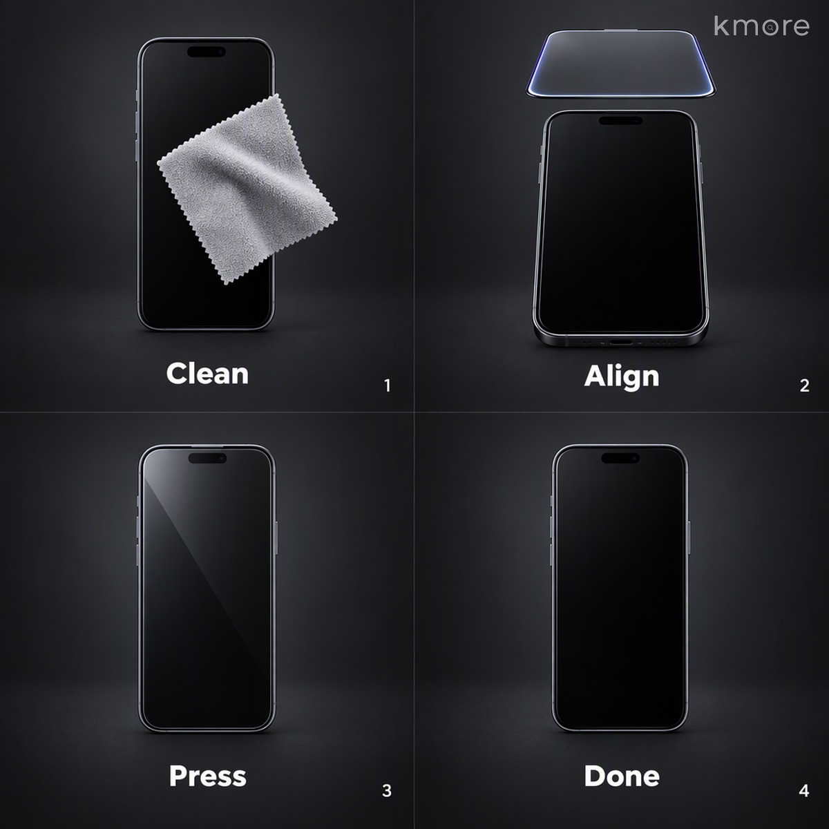 Four step tool free installation tool free four step installation of anti blue light tempered glass film