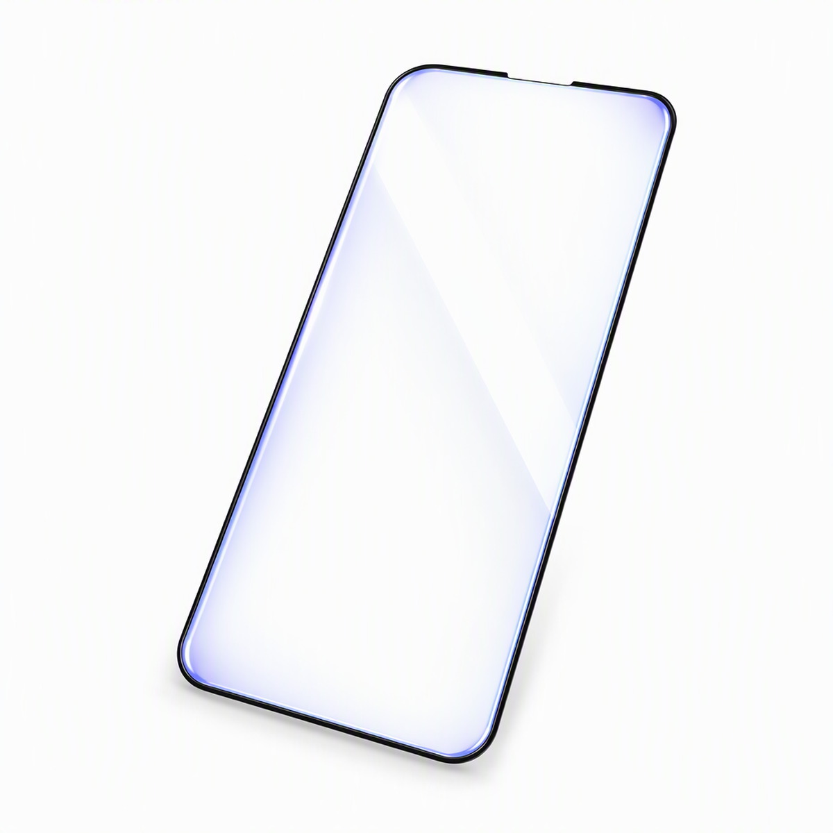 kmore anti blue light silk print tempered glass film tilted on white background