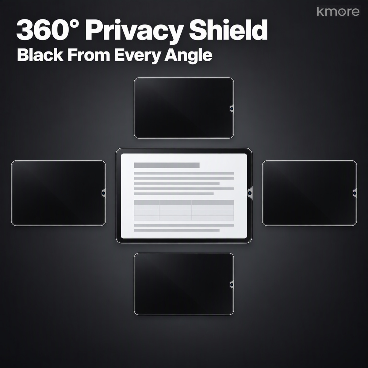 360° 四面防窥原理,正面清晰四面全黑 360 degree four way privacy principle of ipad privacy glass film